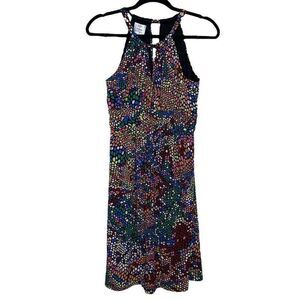 Suzi Chin for Maggy Boutique Halter‎ neck multicolored Polka Dot dress size 6